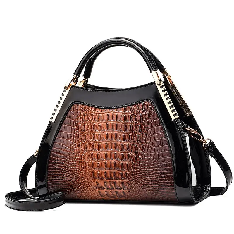 

New Women Shoulder Bag Vintage Leather Handbag Retro Crocodile Pattern Messenger Bag Ladies Large Capacity Tote Bag