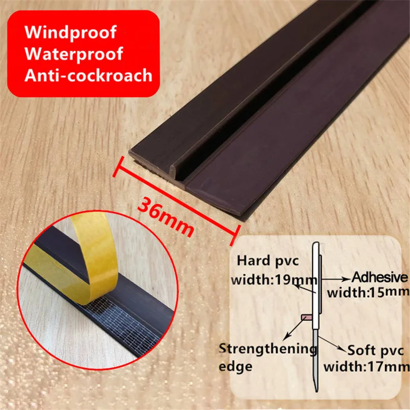 Sealing Strip Door Seal Practical Floor Stickers Transparent Windproof Sealing Strip Door Sealing Strip Durable Dustproof - Цвет: Brown