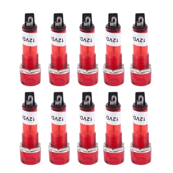

10 Pcs DC 12V Recessed Red Pilot Light Signal Indicator Lamp