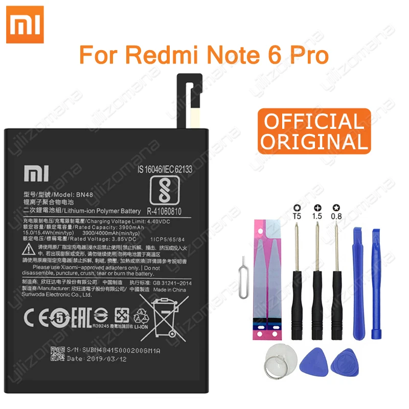 Xiao Mi Оригинальный аккумулятор для телефона BN48 4000 мАч Xiaomi Redmi Note 6 Pro