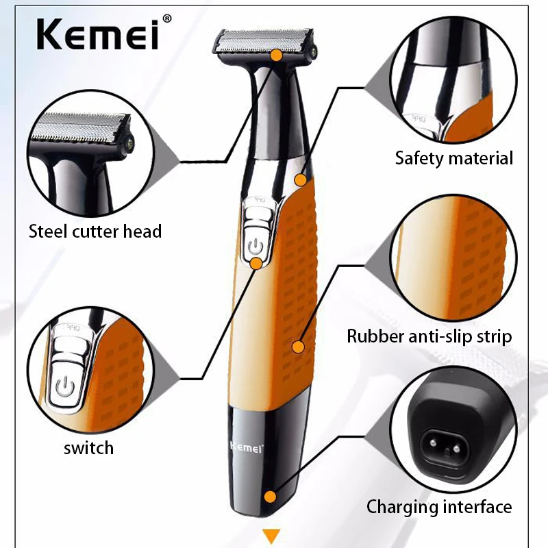 Günstige Keimei Elektrische Bart Trimmer Haar Trimmer USB Rasierer Für Männer Professionelle Epilierer Eine Klinge Beard Clipper Razor
