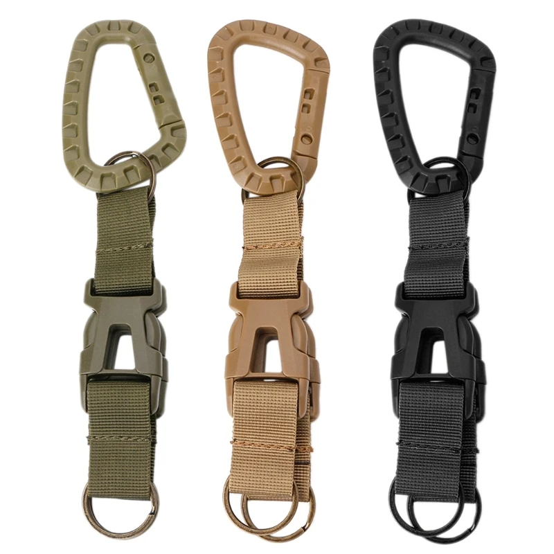 

2pcs Nylon Backpack Hanging Buckle D-ring Carabiner Clip Multi-function Key Chain for Outdoor Camping Hiking Hunting