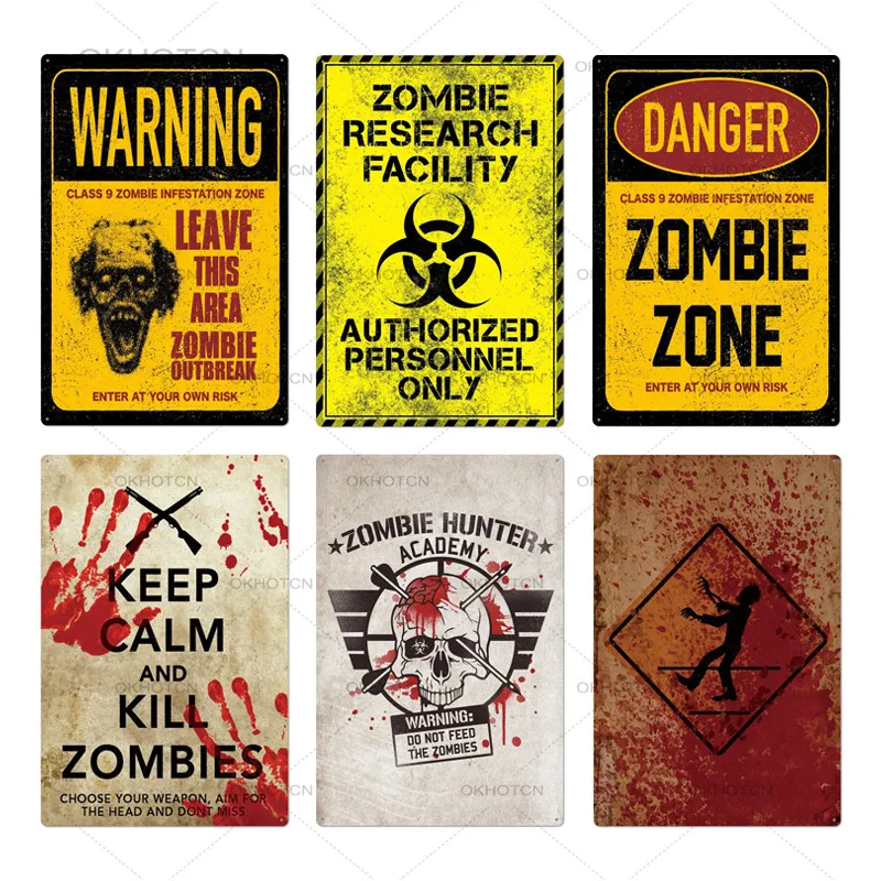Zombie Avvertenza tin sign 