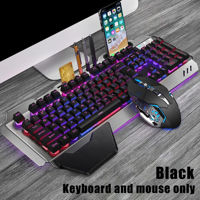 

Gaming Keyboard Mouse Set Chargable Wireless Keyboard with Colorful Lights Mouse with 4 Adjustable DPI ING-SHIPPING