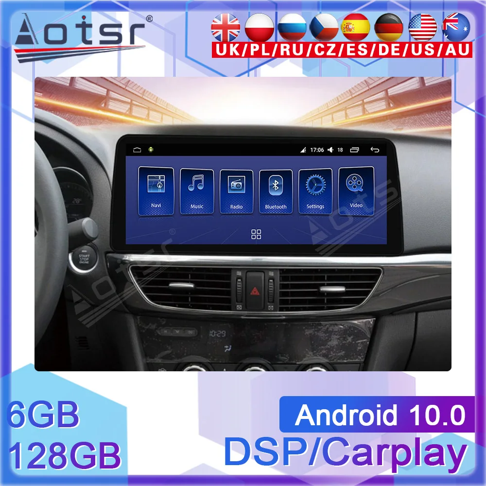 

12.3" 6G 128G Android Car Multimedia Player GPS Navi Radio Tape Recorder For Mazda 6 Atenza 2014 2015 2016 Head Unit Autoradio