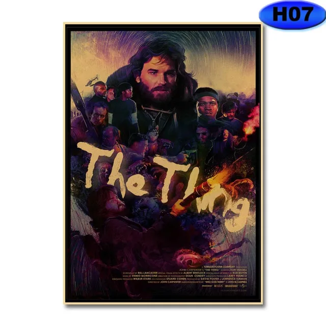 Retro Kraft Paper Movie Posters Classic Horror Movie The Thing Poster Home Decor Living Room Bar Cafe Art Painting Wall Sticker H07