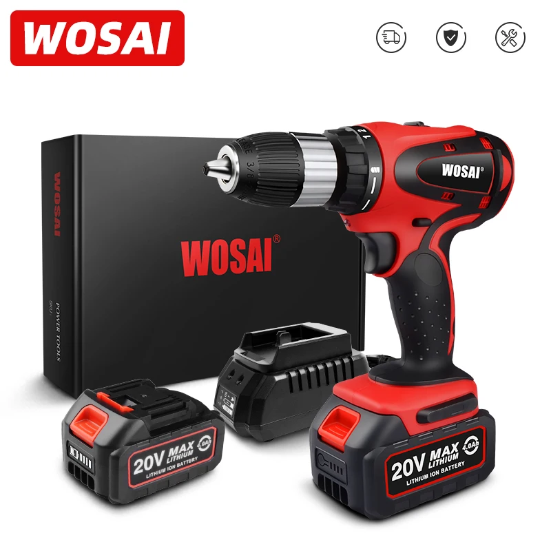 

WOSAI 20V MT Series Electric Screwdriver Mini Wireless Power Driver DC Lithium-Ion Battery Home DIY Keyless 62NM 13mm Power tool