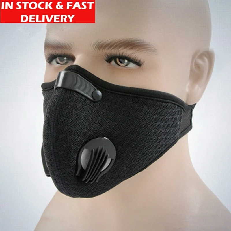 

KN95 Cycling Face Mask Active Carbon Filter Mask Bicycle Breathable Sports Dustproof Anit-fog Protective Mask Running 1 PCS