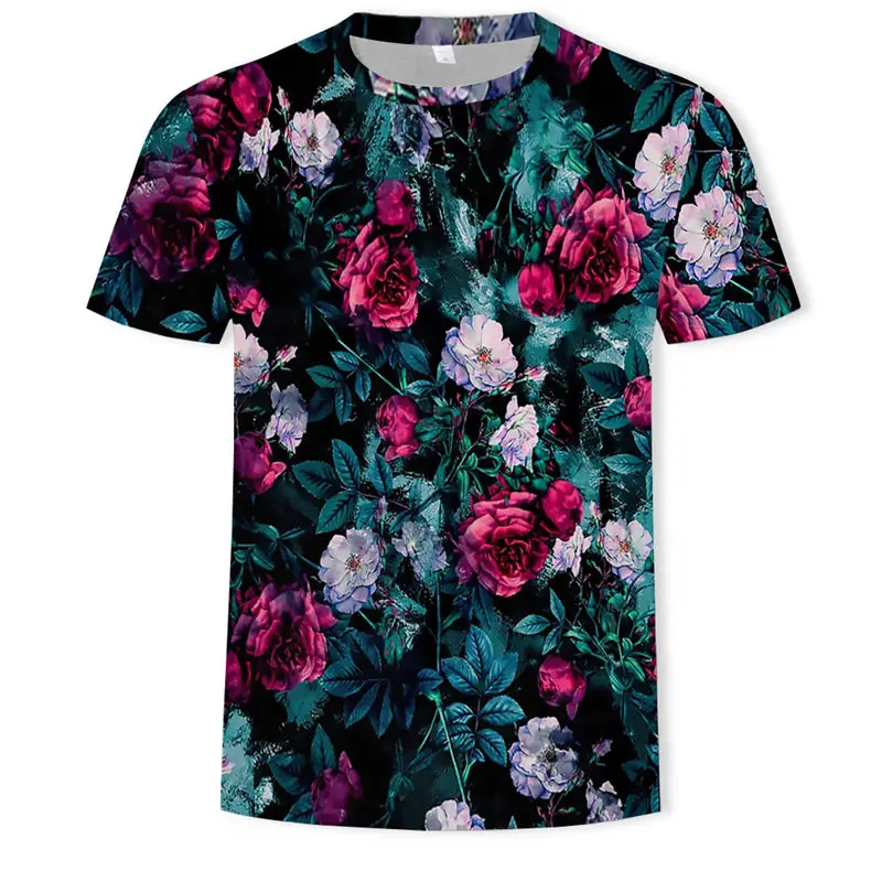 Харадзюку хип-хоп Футболка модная футболка с розами Мужская романтическая Дизайнерская футболка с коротким рукавом Повседневная футболка с цветочным принтом - Цвет: T670