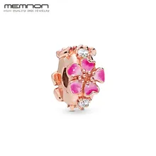 Весенние персиковые цветы цветок Роза клип талисманы 925 пробы серебряный бисер очарование fit бисера браслеты DIY для изготовления ювелирных изделий