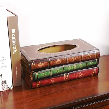 

Retro-book style forms box of creative wood fourth room be desk decorative napkin paper support