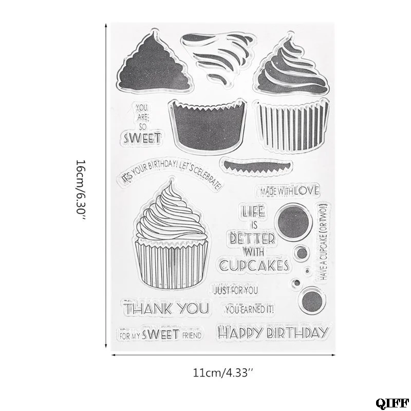 Cupcake Силиконовые DIY прозрачные штампы Скрапбукинг для фото бумажные карты ремесла Декор 1NOV9