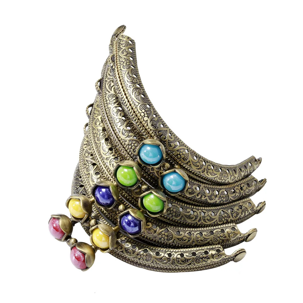 

10PCS Rose Head Bag Kiss Clasp Antique Bronze Semicircle Lace Metal Pattern Purse Frame DIY Bag Accessories