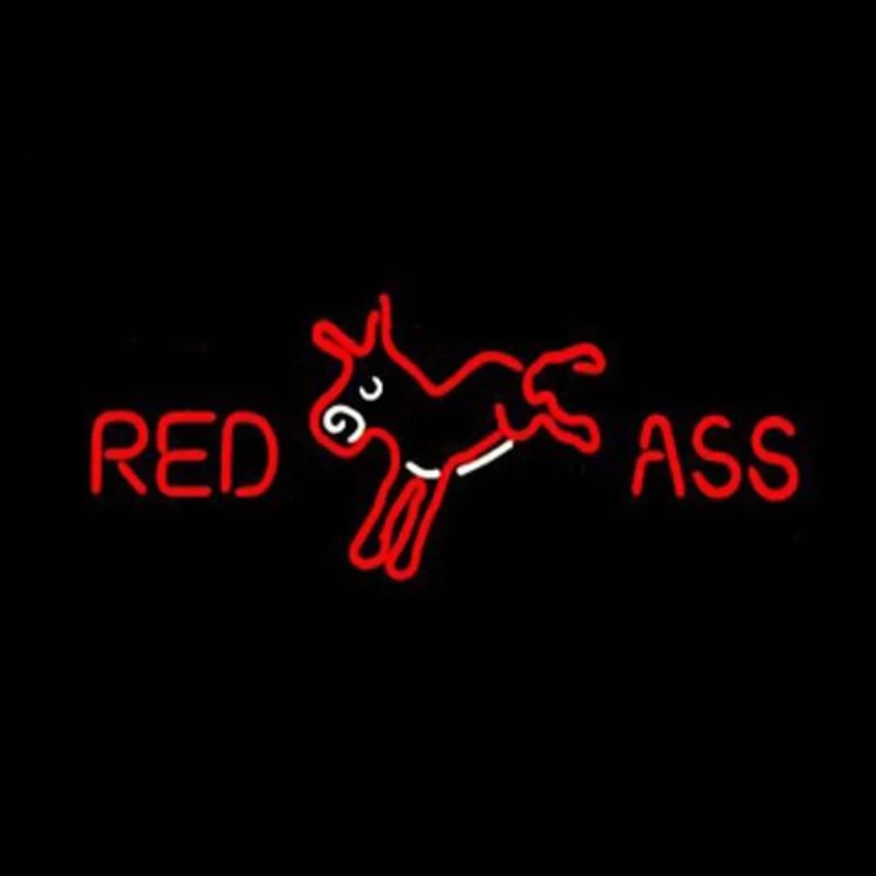 

Red Ass Beer Donkey Neon Sign Handmade Real Glass Tube Bar Store Company KTV Home Decoration Custom Display Light Lamp 17"X8"