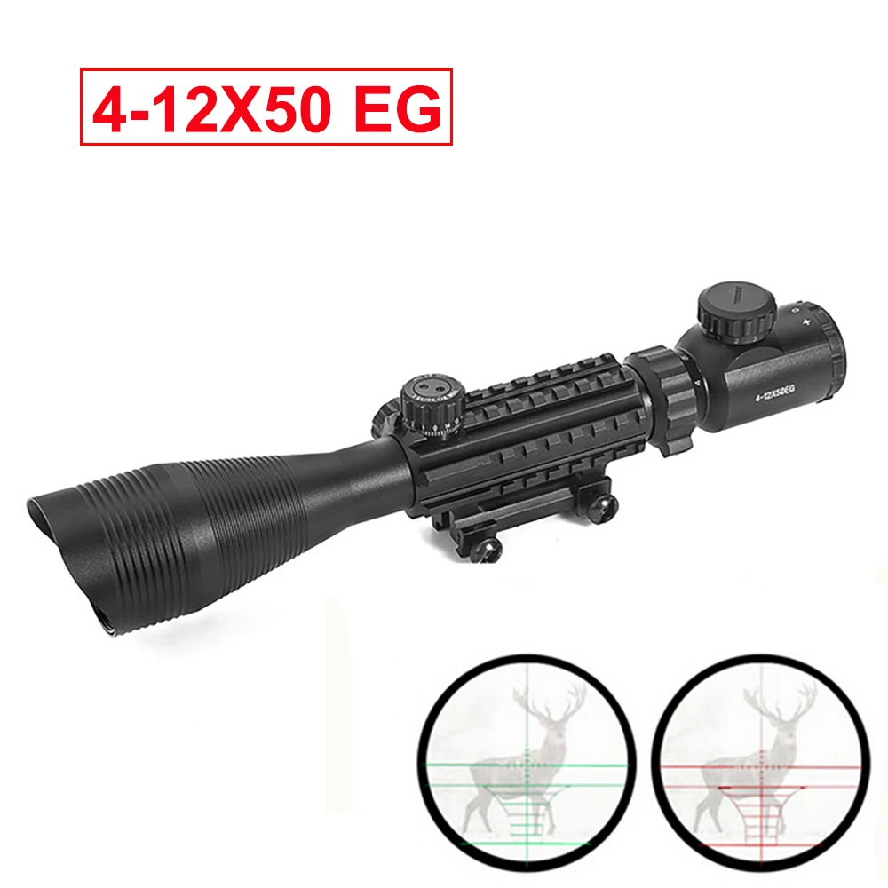 

Hunting Scope Airsofts 4-12X50EG Riflescope Red Green Dot Sight Tactical Optics Holographic Gun Rifle Scope With Picatinny Rail