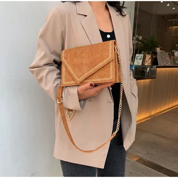 

Vintage Fashion Female Square Bag Matte Pu Leather Women's Designer Handbag Chain Shoulder Messenger Bags Suede Crossbody Pack