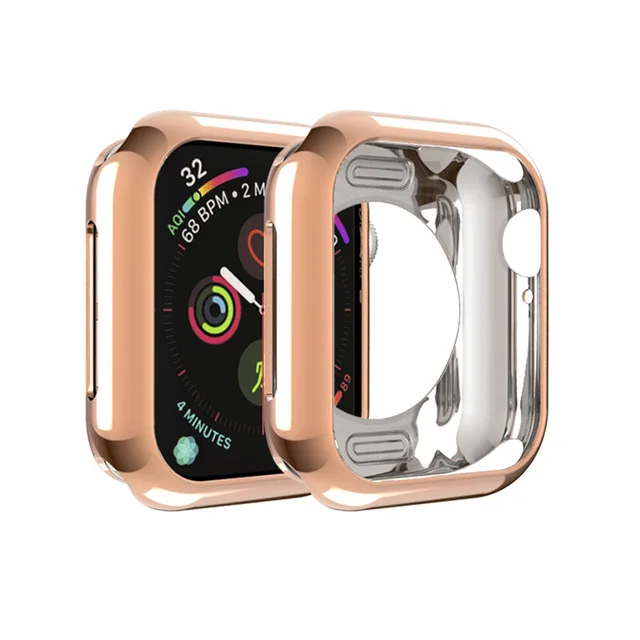 Чехол для часов Apple Watch 5, 4, 3, 2, мягкий защитный чехол из ТПУ, защита от падения 40 мм, 44 мм, 38 мм, 42 мм, аксессуары для Apple Watch - Цвет: Rose gold