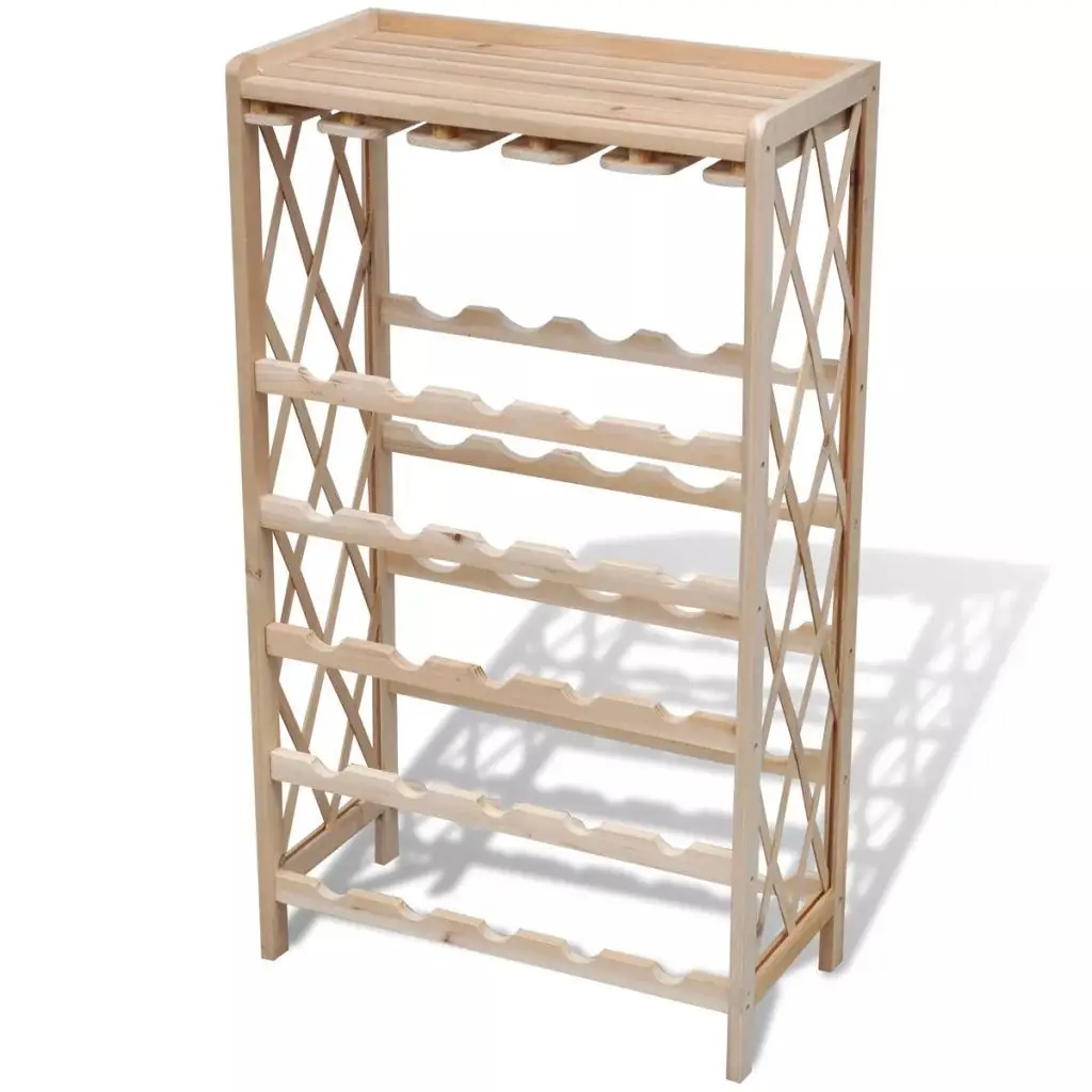 19.7x9.7x34.4 Inch Wine Rack for 25 Bottles Solid Fir Wood Storage Organizer Display Shelf Table[US-Depot]