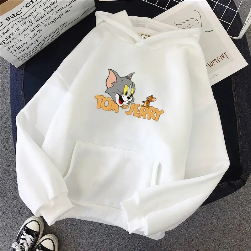 Women's Hoodies Full Sleeve Harajuku Hoodie Cat Mouse Print Sweatshirt Kawaii Hoodies Women Hoody Female Itself Sudaderas Mujer