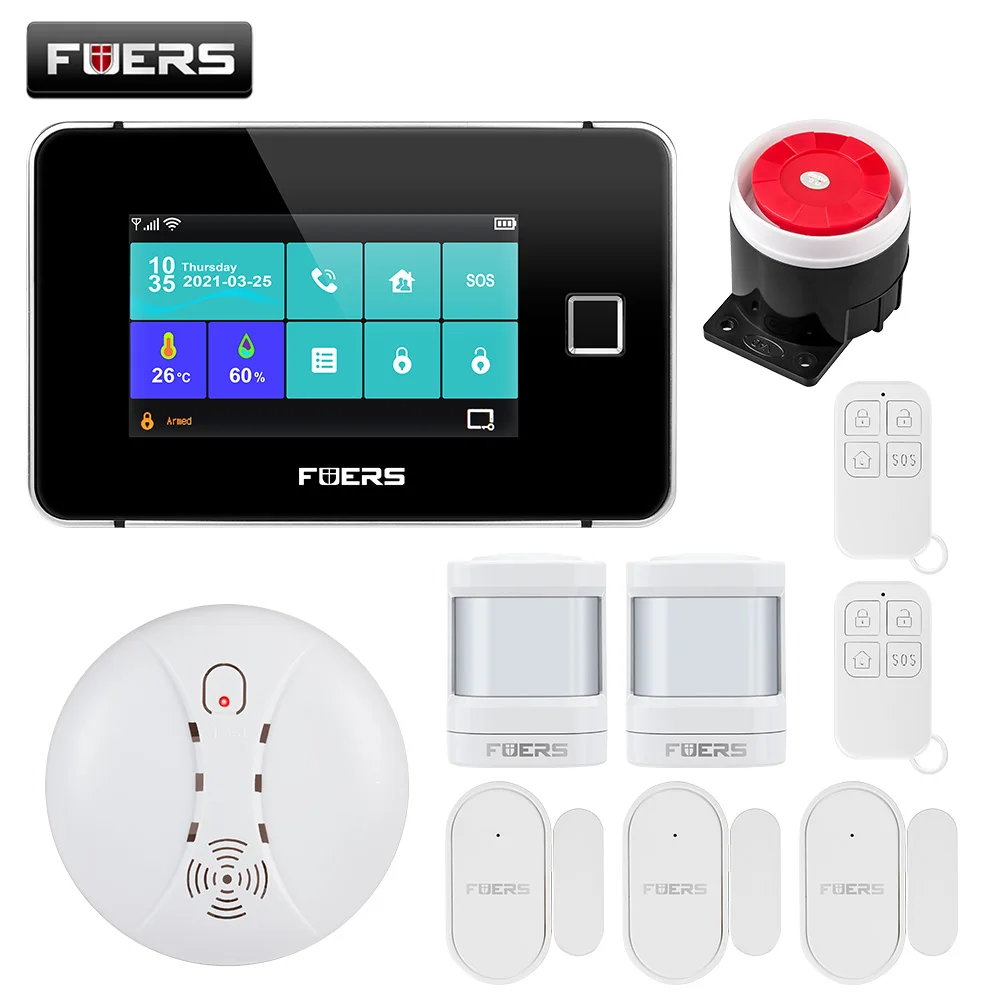 remote panic button Fuers 4.3 Inch TFT Screen Alarm WIFI GSM Smart Home Burglar Security Alarm System Tuya Smart Life APP Control Motion Sensor zigbee siren alarm Alarms & Sensors