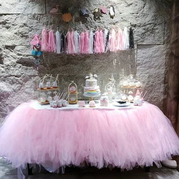 

Puffed Table Skirt Spiderweb Decor Tablecloth Table Skirt Props Wedding Dinner Dessert Home Decoration