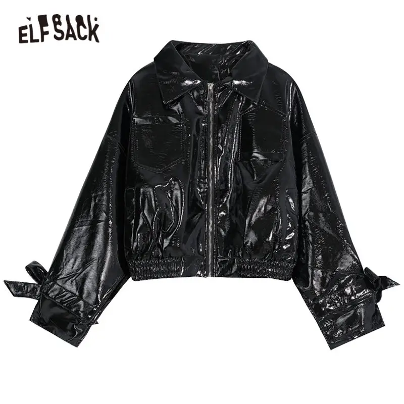 ELFSACK красные одноцветные на молнии новинка гранж женские кожаные куртки осень 2019
