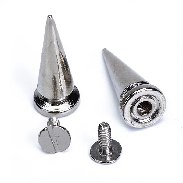 20pcs/set 10mm Silver Cone Spikes Screwback Studs DIY Craft Cool Rivets Punk for Shoes Custom Leather Work Belts Handbags etc