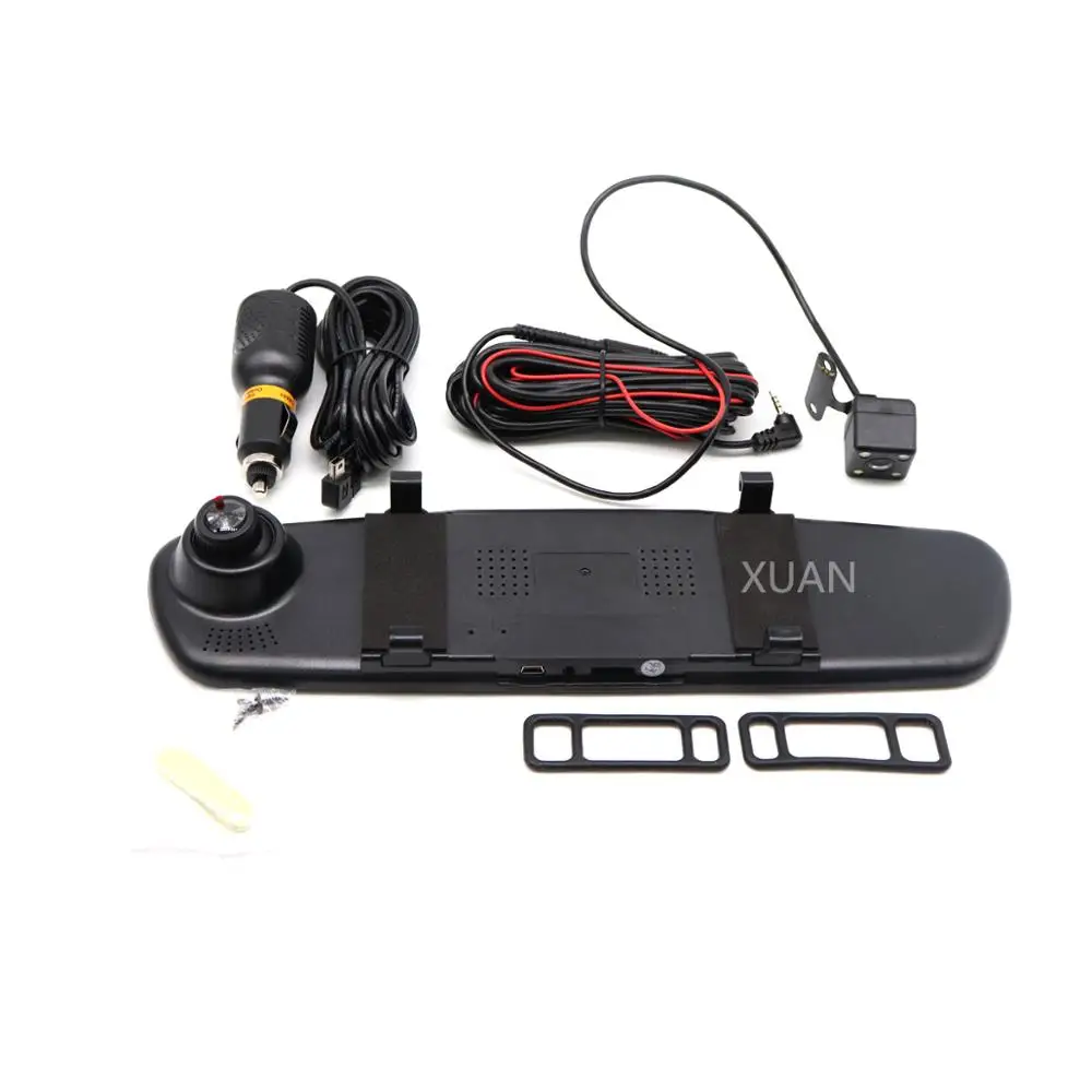 XUAN 4,3 ''HD двойной объектив Автомобильный видеорегистратор, фронтальная камера-зеркало заднего вида, видеорегистратор dashcam, авто voiture, регистратор adas blackbox