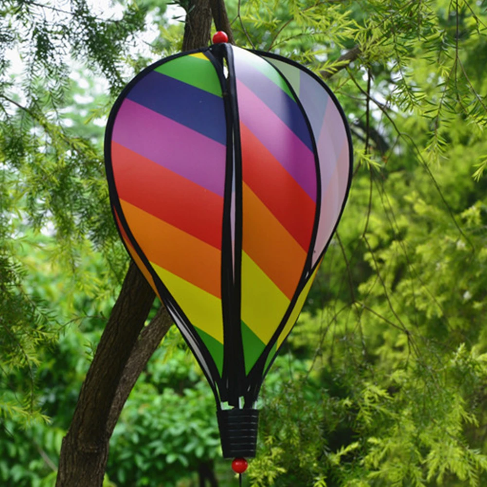 1PC Rainbow Home Yard Garden Decor Windsock For Children Hot Air Balloon Windmill Random Color Toy Multi-color Wind Spinner