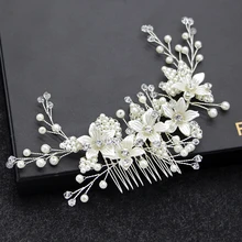 Белый жемчуг свадебный гребень для волос со стразами свадебный головной убор ювелирные аксессуары для женщин вечерние