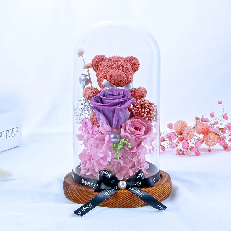 Moss Bear стеклянная крышка подарочная коробка для рождественской подруги вечный Цветок День рождения Валентина \'s День Юбилей Подарок