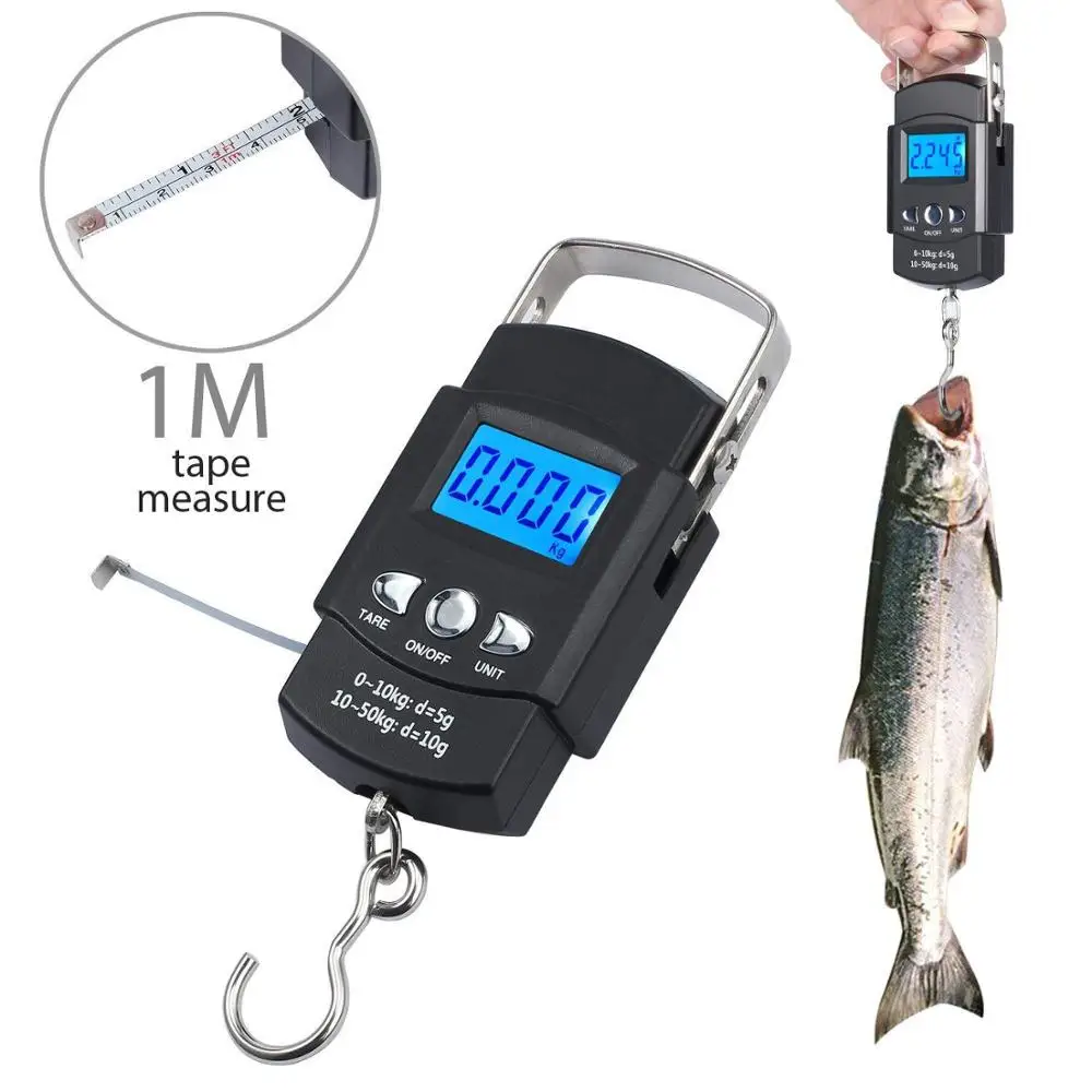 

1997 50KG 5/10g Mini Portable Digital Scale With One Meter Tape Measur For Fishing Luggage Kitchen Weighting alfombra proteccion