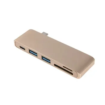 

5 in 1 Aluminum Multifunctional TYPE-C Card Reader & Hub 5 Ports USB Fast Charge up to 5 Gbps Transfer Speed