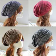 Хип-хоп вязаная шапка унисекс зимняя теплая Повседневная мешковатая шапка крючком Лыжная шапочка шапка женская мягкая свободная Лыжная Шапочка шапочки мужские