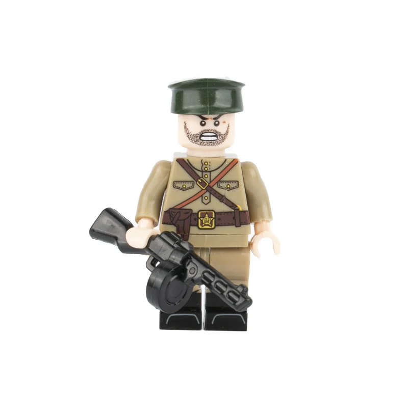 Строительные блоки для советских солдат WW2, детали для военной армии, оружие из ППШ, фигурки советских командоров, офицерах, кирпичи, подарок для детей D148