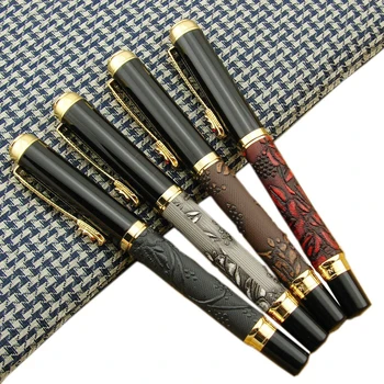 

NEW DIKAWEN 891 BROWN AND GOLDEN FOUNTAIN PEN DRAGON CLIP RICH CROP FLOWER BLOOM 4 STYLE FOR CHOICE BUSINESS BEST GIFT