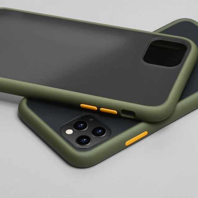 Mint Simple Matte Bumper Phone Case for iphone 11 Pro XR X XS Max 12 13 6 8 7 Plus Shockproof Soft TPU Silicone Clear Case Cover Army Green