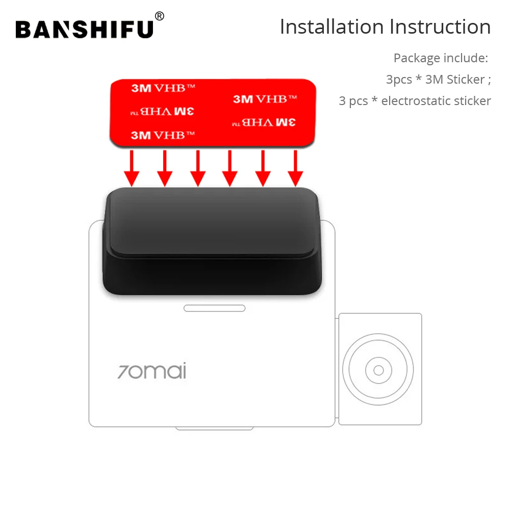 BANSHIFU камера 3 м стикеры крепления применение для Xiaomi 70Mai Pro тире Kamera Держатель DVR с шт. Статический электрическая наклейка