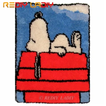 

Latch Hook Kits Make Your Own Rug White Poppy Dog Tapestry Crochet Cushion Mat DIY Carpet Rug Pre-Printed Canvas Hobby & Crafts