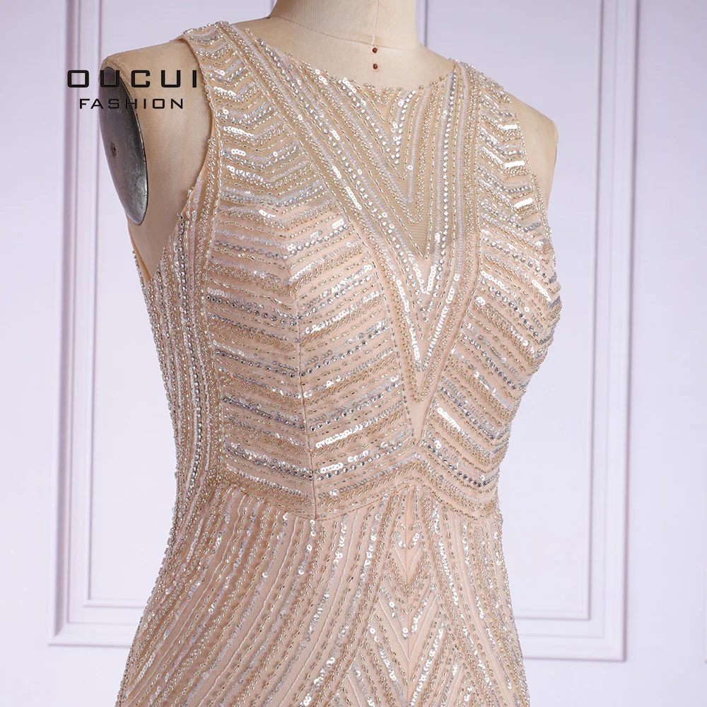 Женское вечернее платье русалки, длинное винтажное платье без рукавов с бисером, вечернее платье, Vestido De Noiva OL103621
