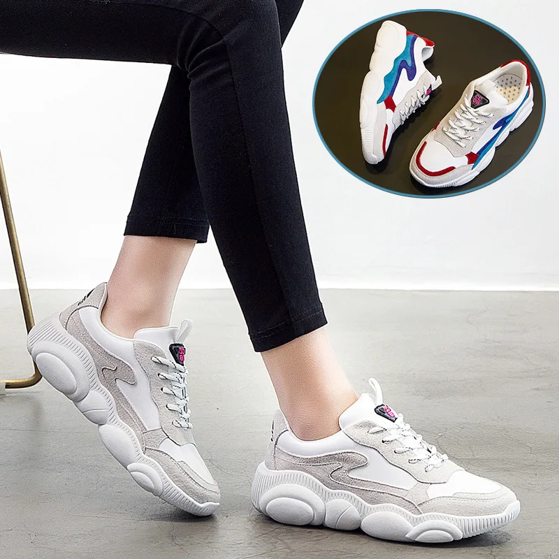 

Spring 2019 Fashion Genuine Leather Bear WOMEN'S Shoes Sports Network Red Korean-style INS Super Fire Casual Students Running Sh