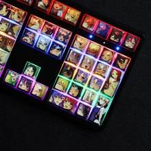 

1set PBT Keycaps Two-dimensional Animation Mechanical Keyboard Keycaps Light Transmission OEM Height Otaku Personalized Keycaps