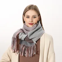 

Fashion Women Winter 2022 Plaid Imitation Cashmere Scarf South Korea Dongdaemun Plaid Scarf Autumn New Korean Scarf