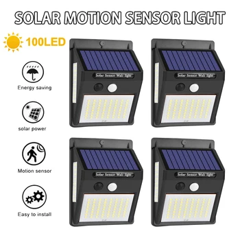 

Junejour 100LED Solar Light Outdoor Solar Lamp PIR Motion Sensor Wall Light Waterproof Solar Powered light for Garden Decoration
