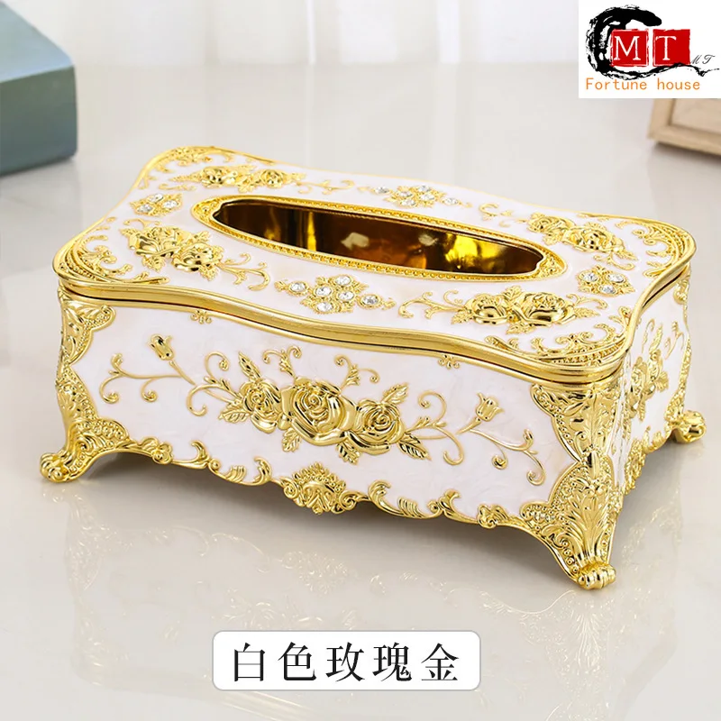 

High-end European Ktv Hotel Paper Box Rose Tissue Box Plastic Paper Box for Family Cars tissue box holder tissue holder