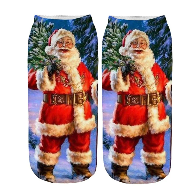 3D Christmas sports socks men and women yoga warm socks Santa Claus elk print running casual warm sports socks 30O11 (6)