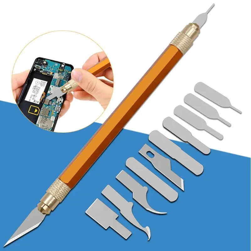 

13pcs/set Blades Steel Craft Artwork Sculpture Knife with Handle Carving Stencil Paper DIY Cutter for Phone Repair Stamp Mark