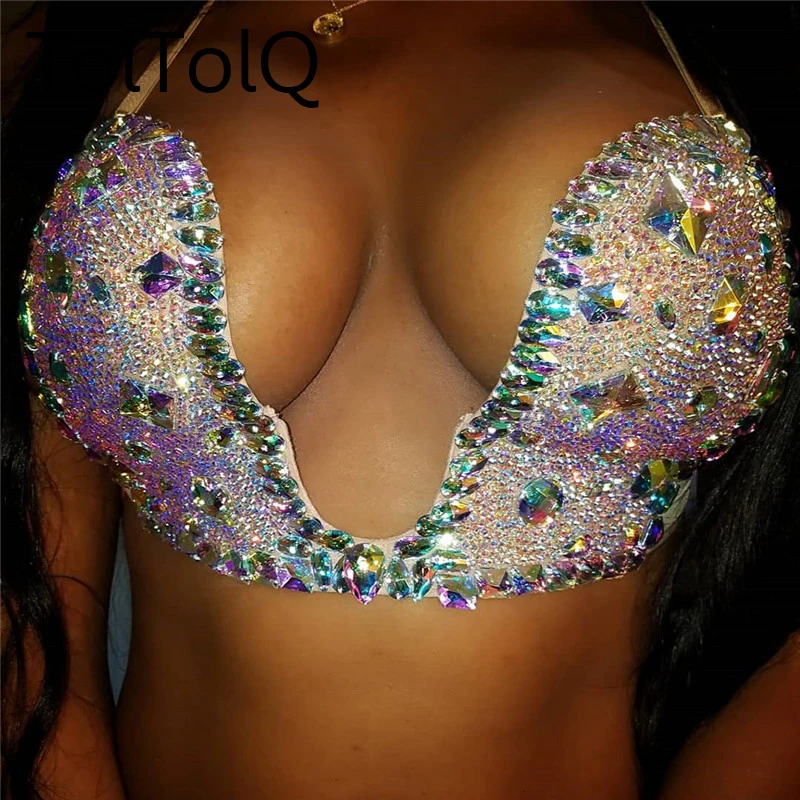 deep v neck push up bikini top