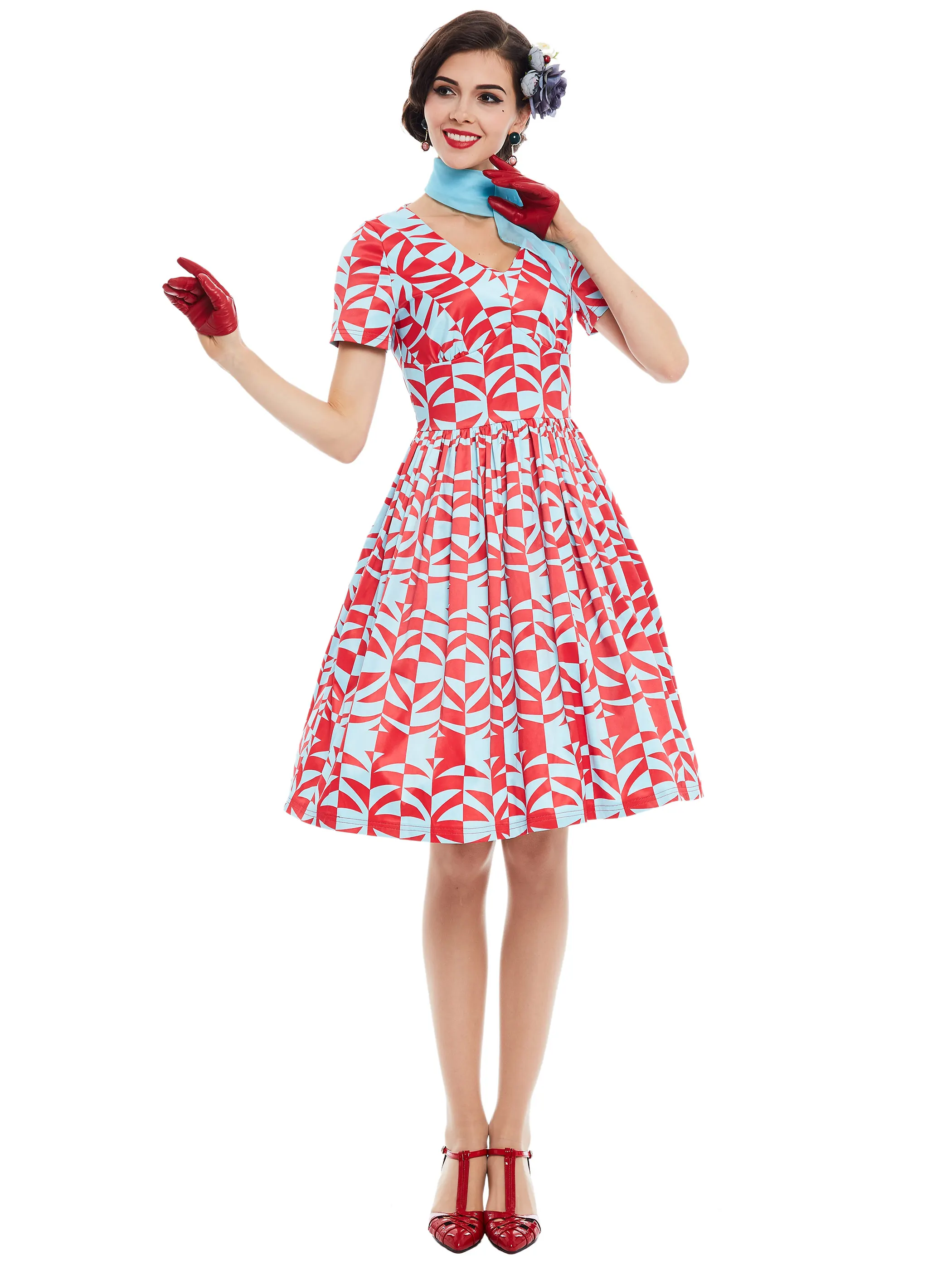 

Sisjuly Vintage Dress 1950s Style Spring Summer Rockabilly Women Party Geometric Dress 2020 Elegant Female Cute Vintage Dresses