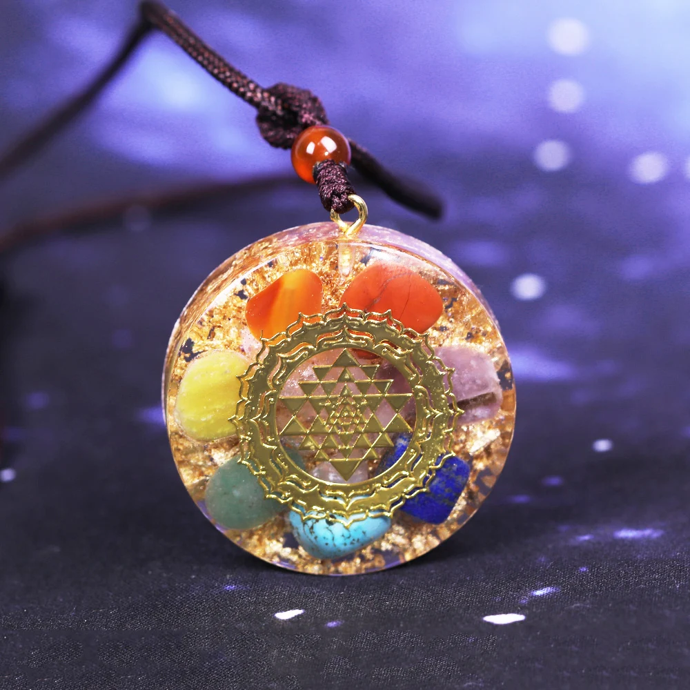 7 Чакра Orgonite подвесной рейки колье с целебным кулоном Ожерелье положительной